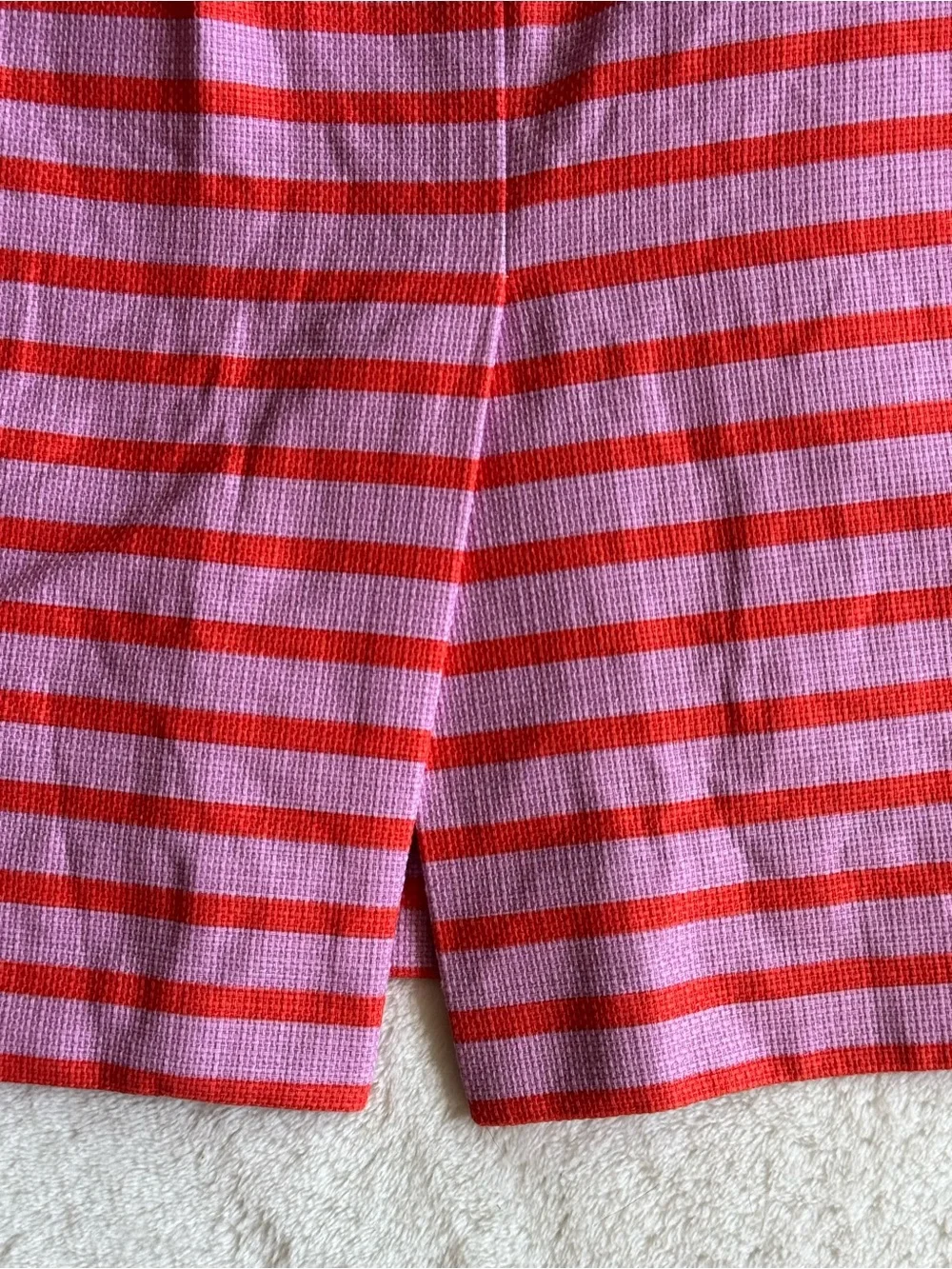 J.Crew Basketweave Pencil Skirt Pink Coral Stripe Cotton Size 2